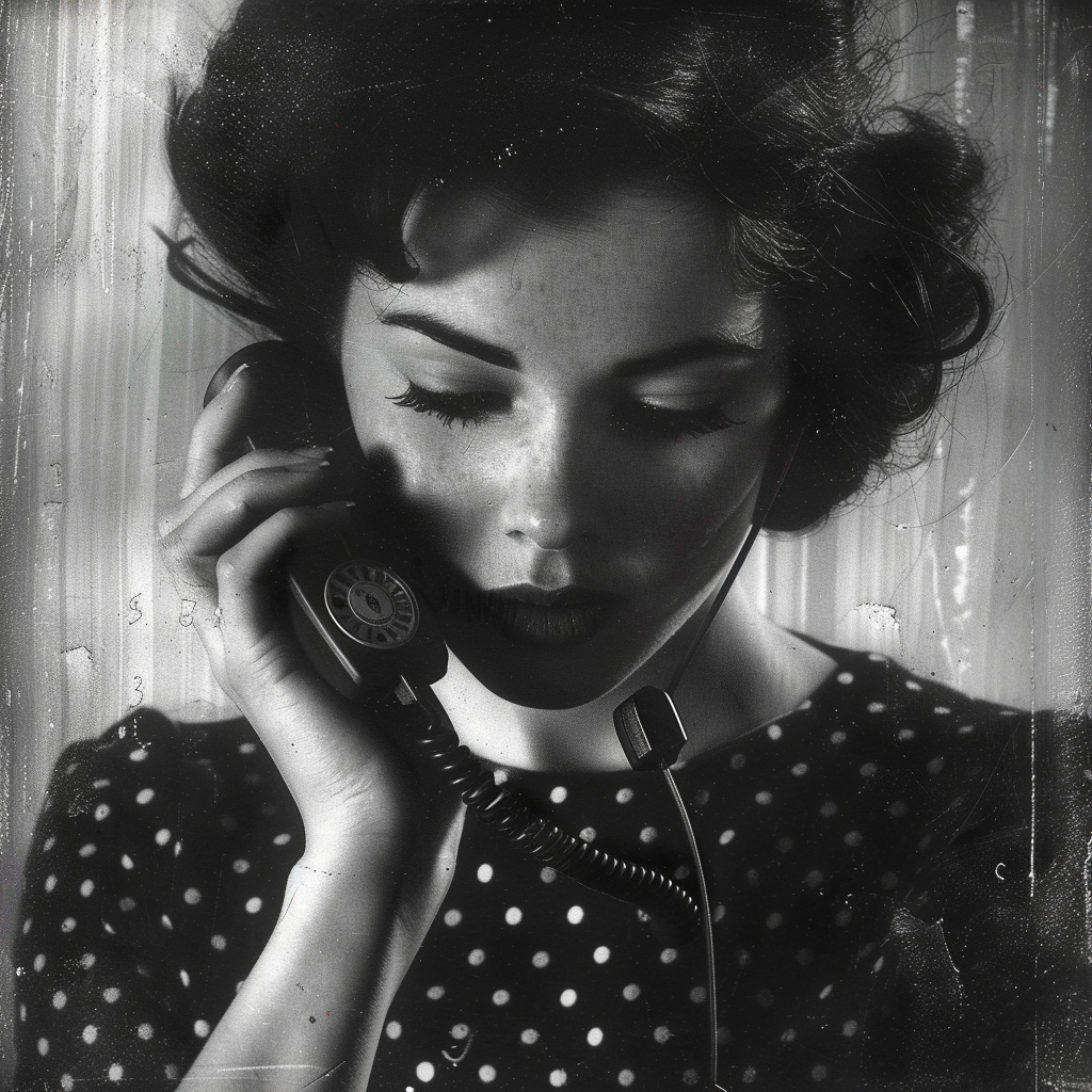 1960s cellphone ad black white