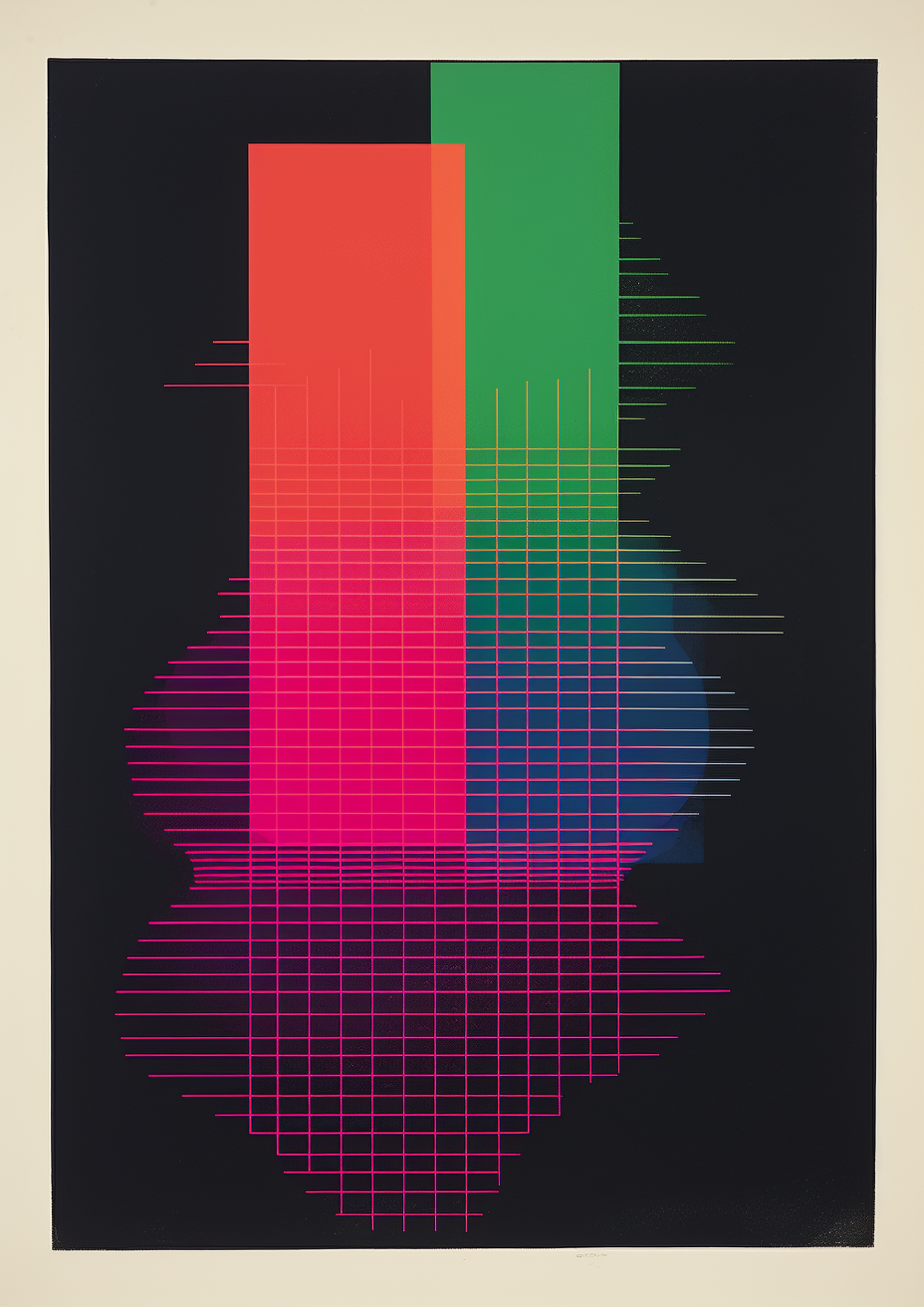 Dark neon experimental minimalist print