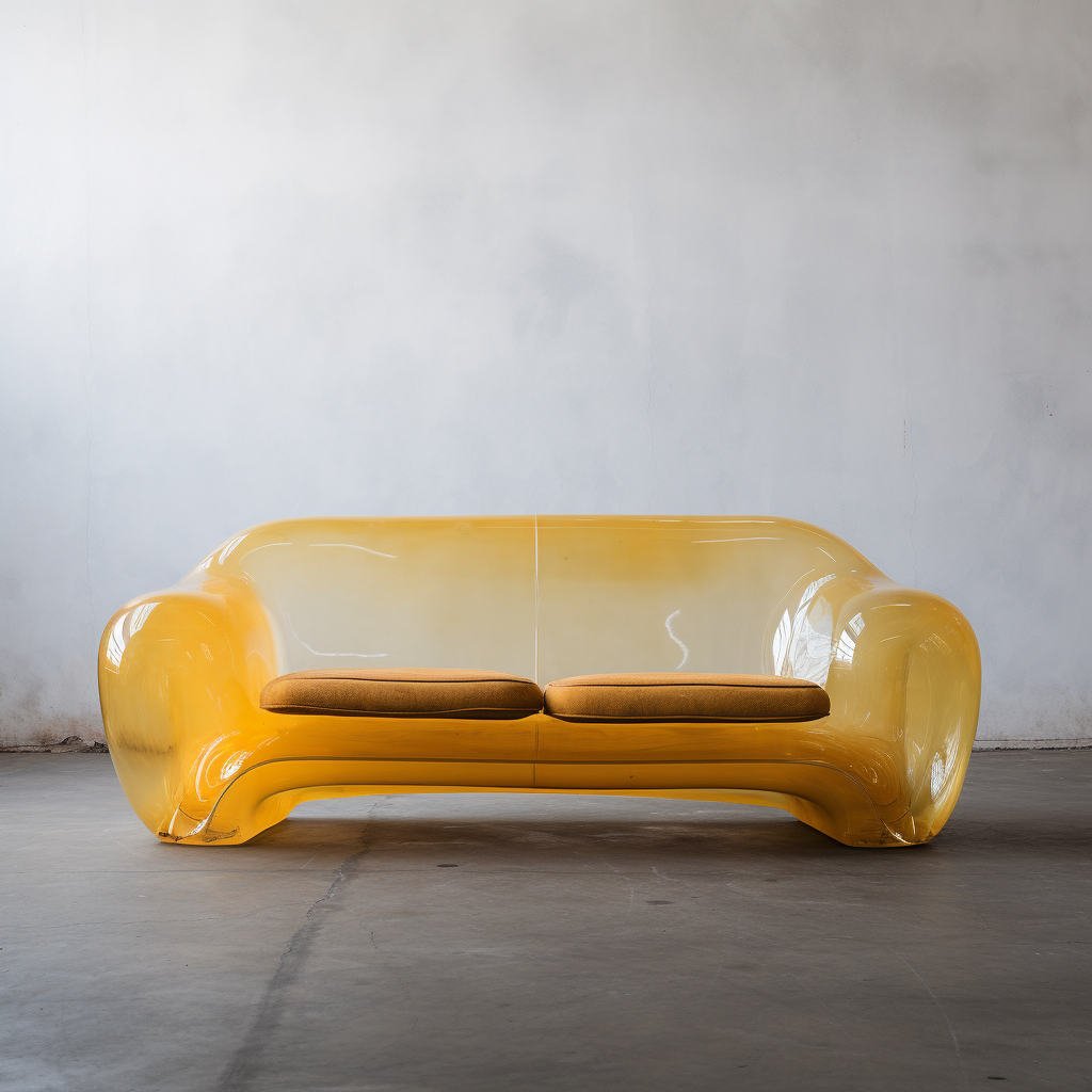 Vintage spaceage resin sofa in concrete space