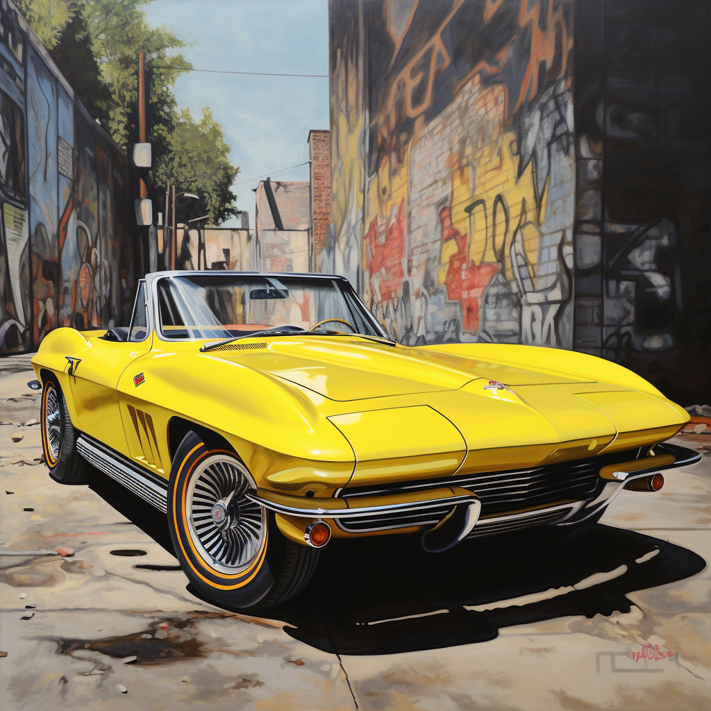 Yellow 1965 Corvette Adventure Painting