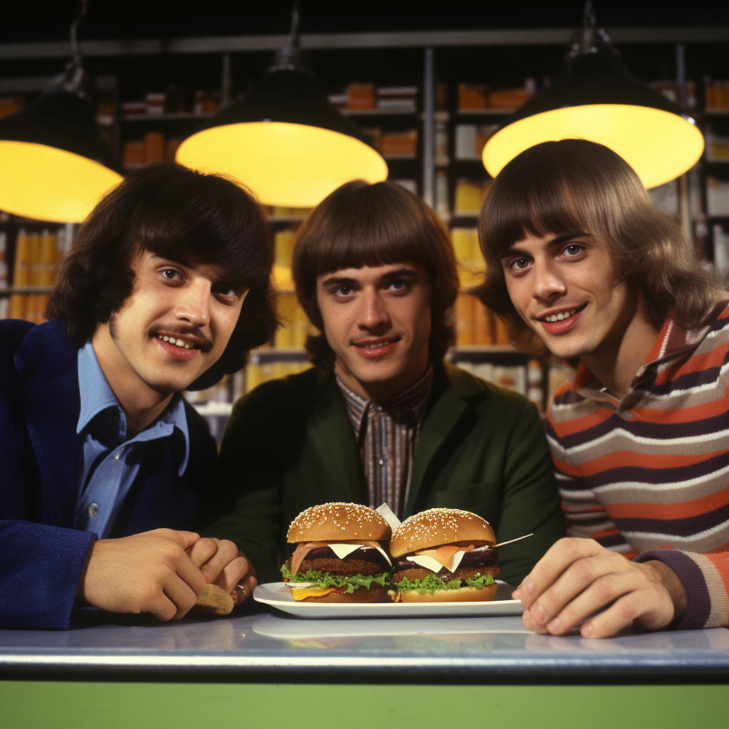 1970s arthouse film guys sharing burger