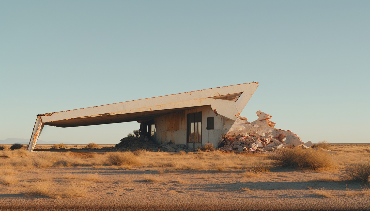 Brutalist concrete building in the Australian outback