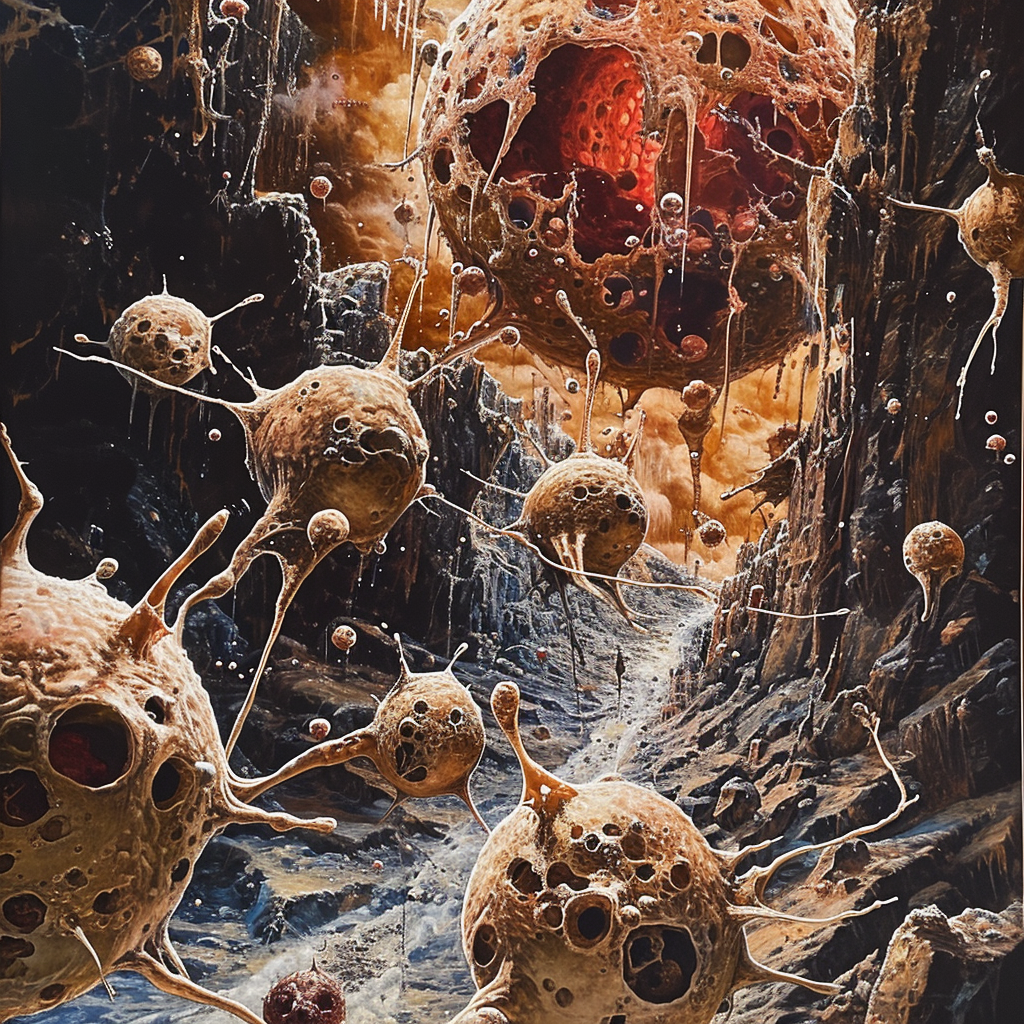 Natural killer cells in dark fantasy book cover art