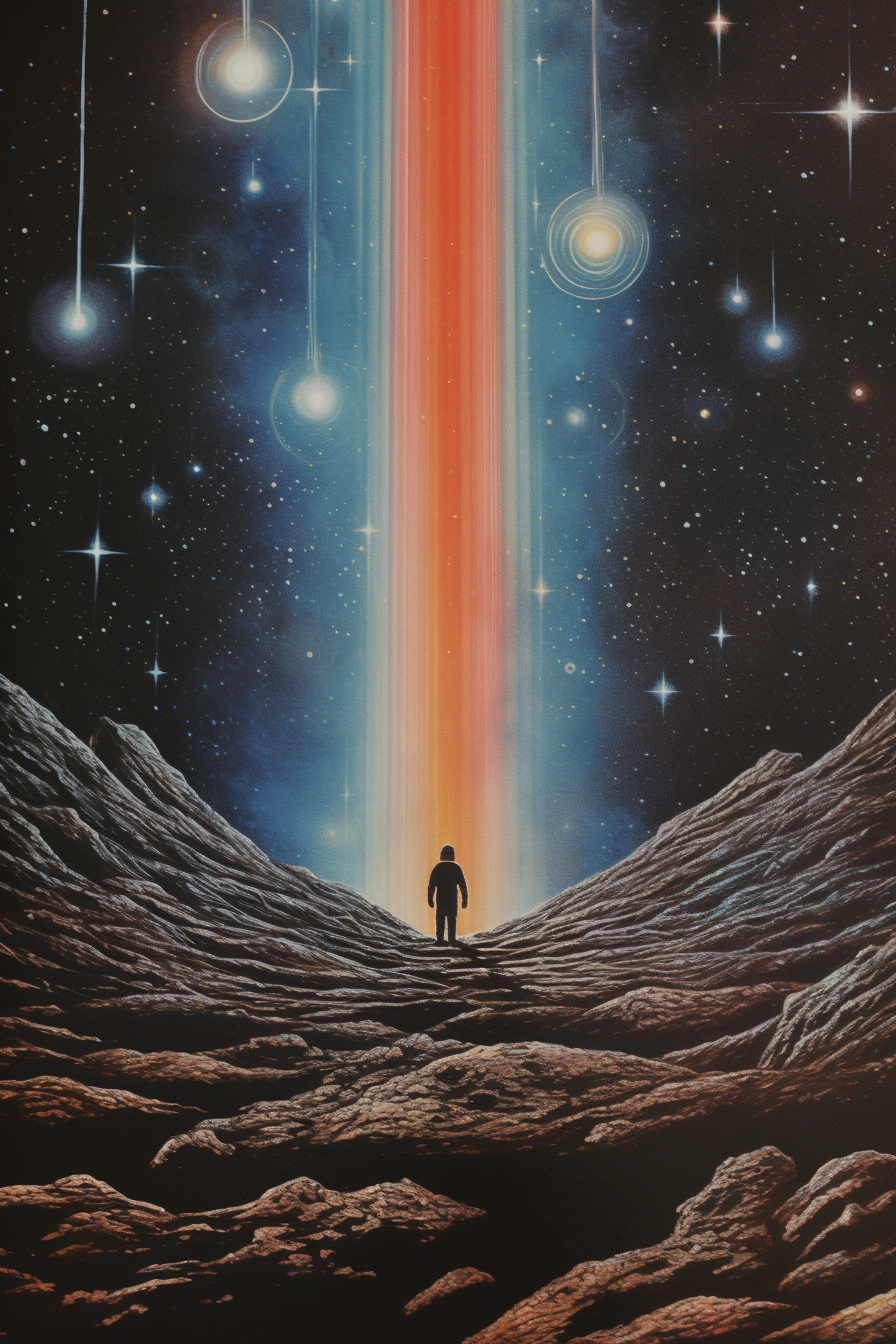 Vintage 1970s Holography Landscape Astronaut Tarot Card