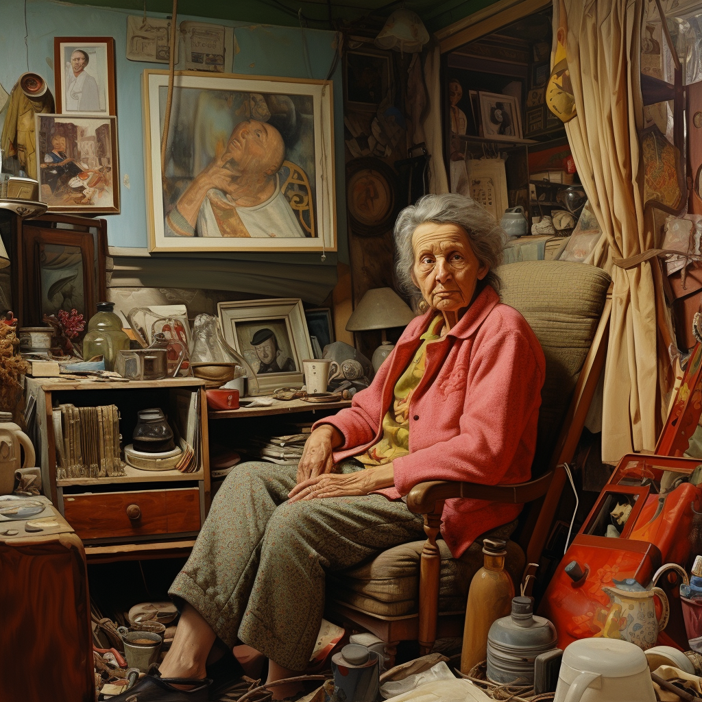 Elderly woman in her vintage home