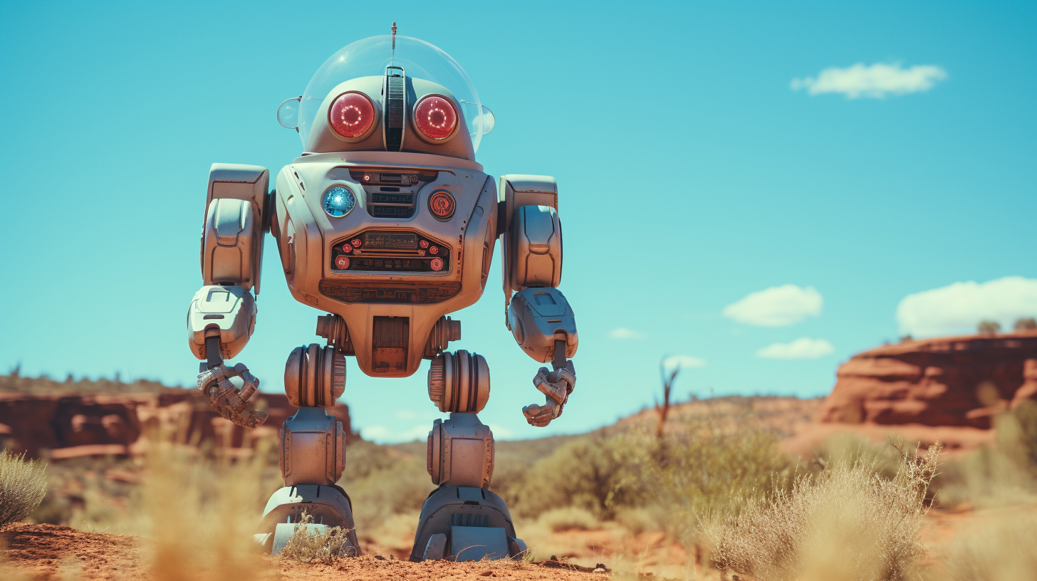 Robot walking in the Australian outback