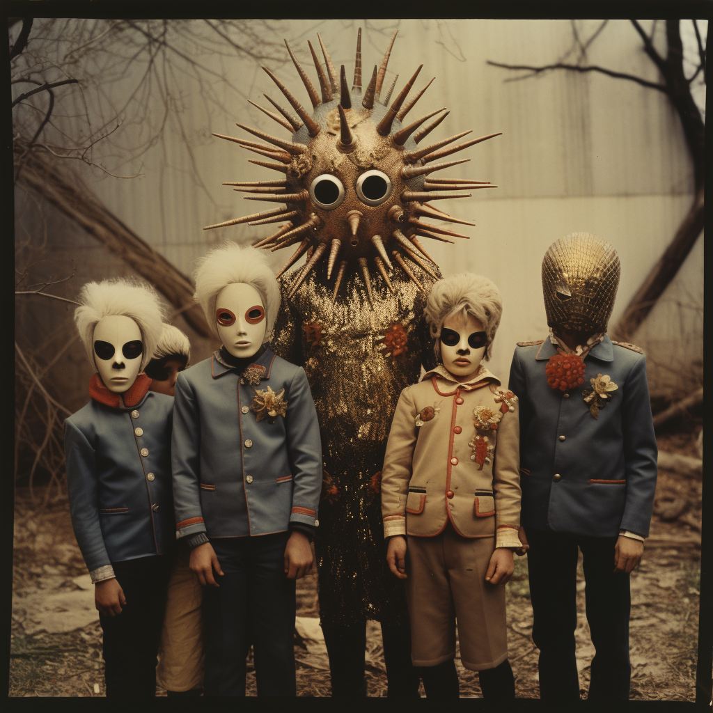 1970s mannequin spiky mask brain children heroes