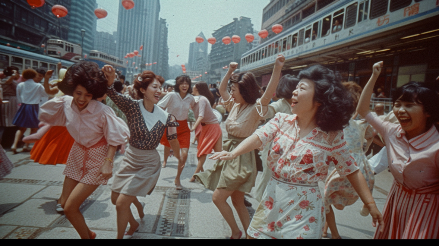 Energetic and Stylish Office Ladies Dancing - Stock Photo