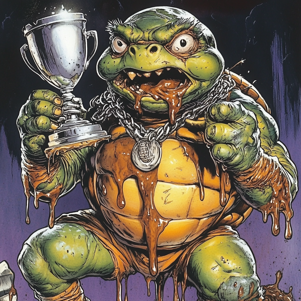 1980s Garbage Pail Kids card with angry turtle.