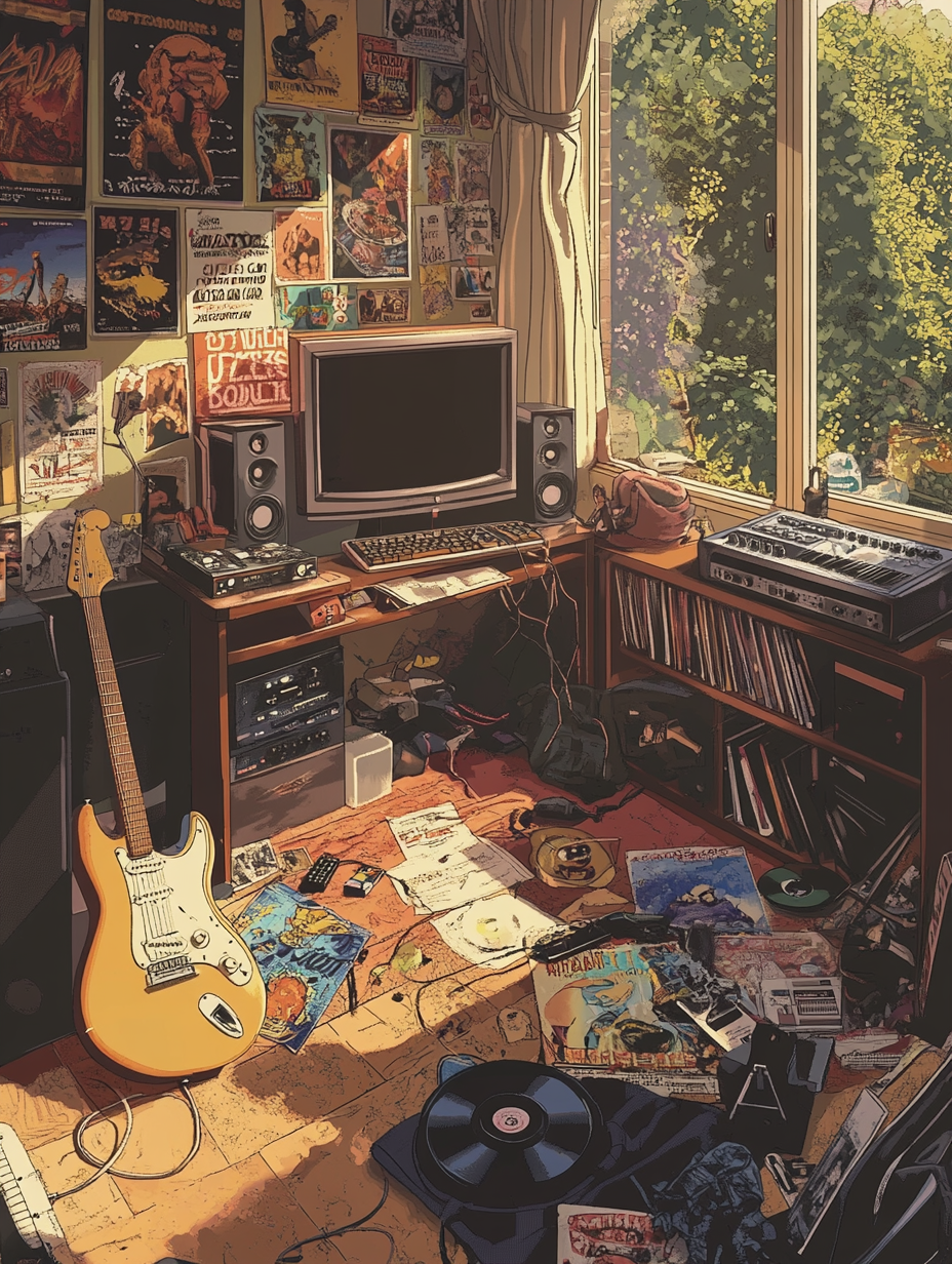 1980s Teenage Boy's Bedroom with Music and Gaming Gear