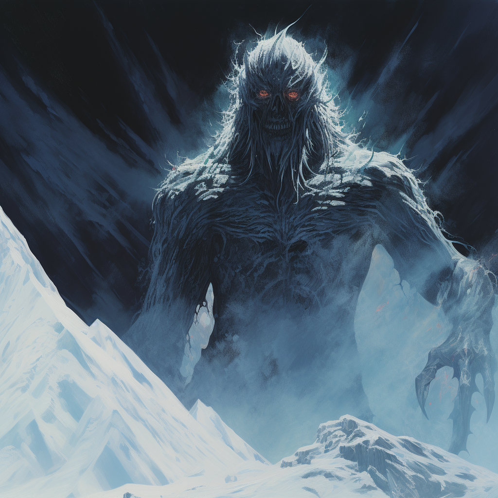 Winter white demon in a fantasy setting