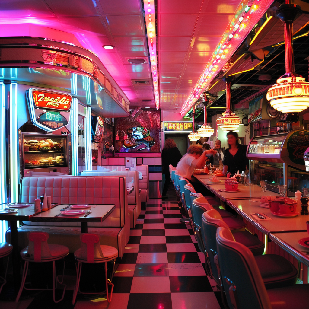 1980s diner moment atmosphere