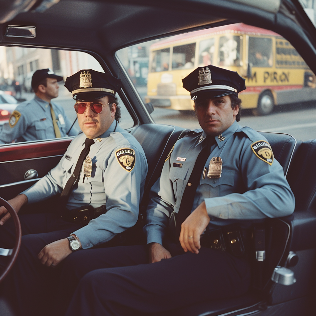 1980s New York Cops in Police Cars