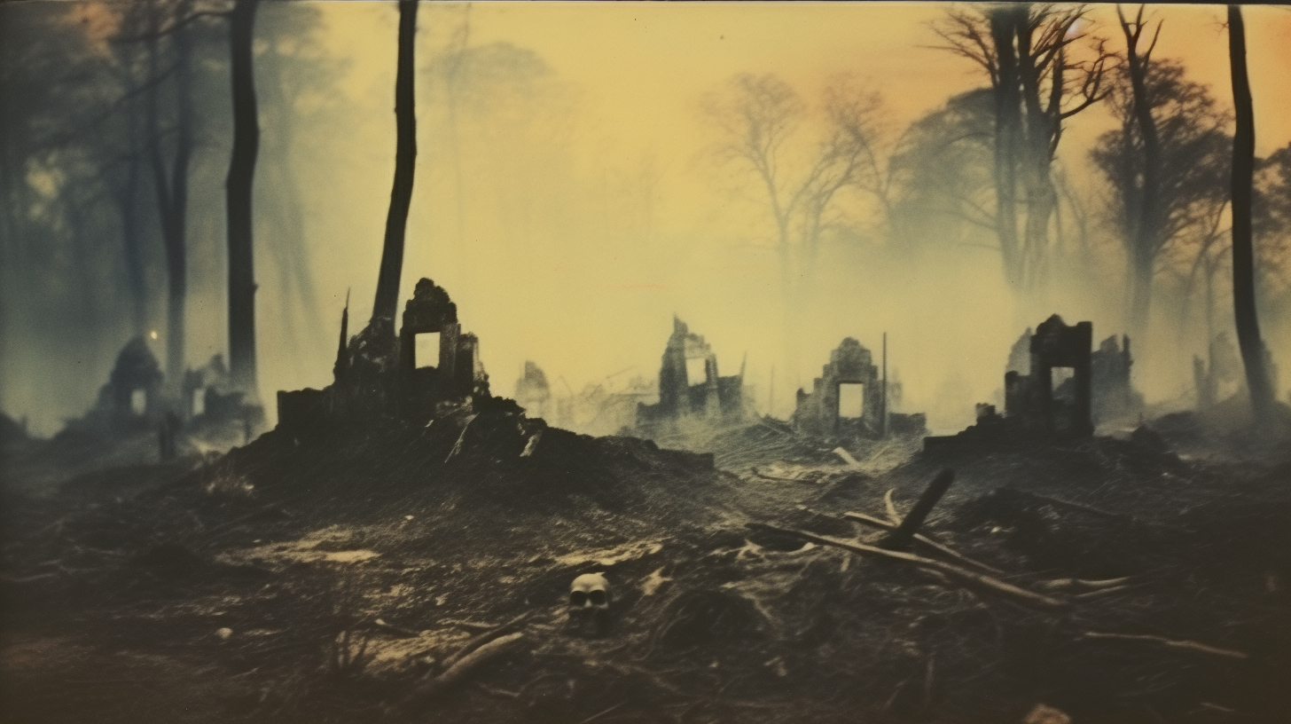 Creepy graveyard polaroid photo