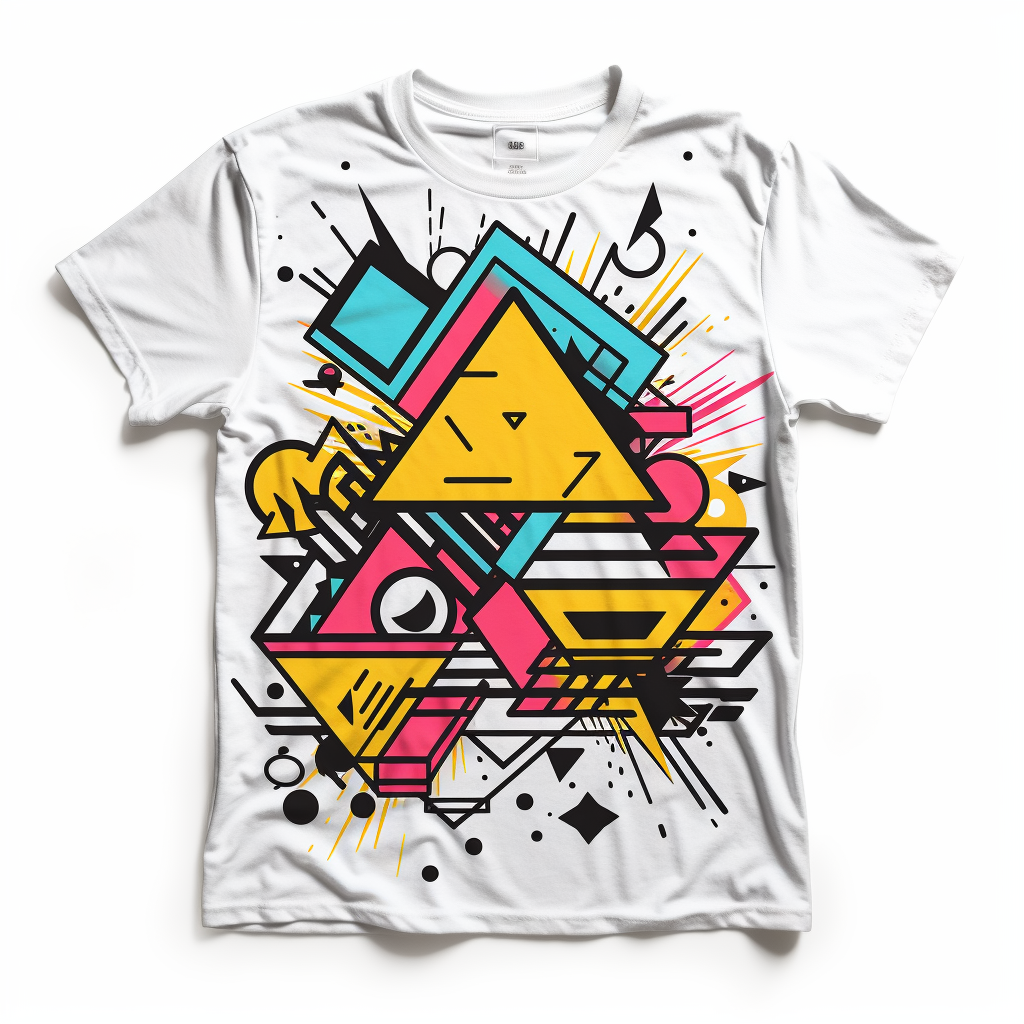 Colorful 1980s Style Line Art T-Shirt Design