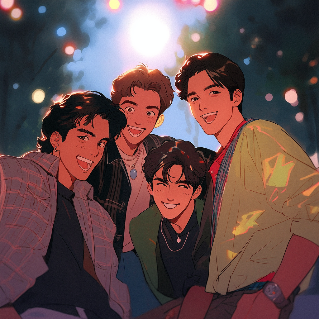 Group of young men exploring 1980s China