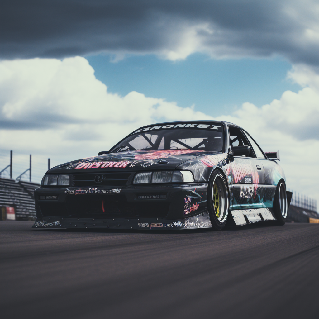 Vintage formula drift car in action