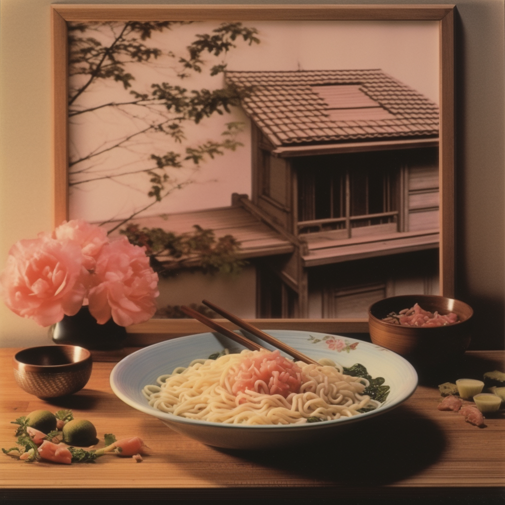 Cool, moody 1990s ramen print