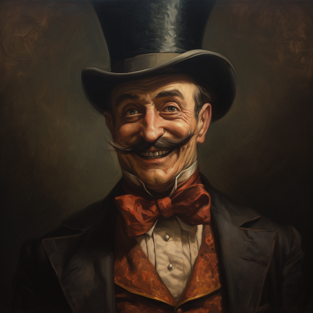 Sinister 19th Century Villain with Top Hat and Moustache