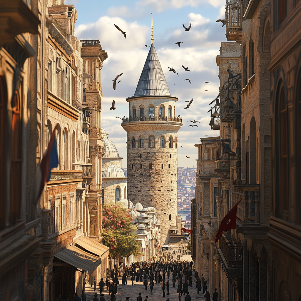 2024 Istanbul City View with Galata Tower 3D Render