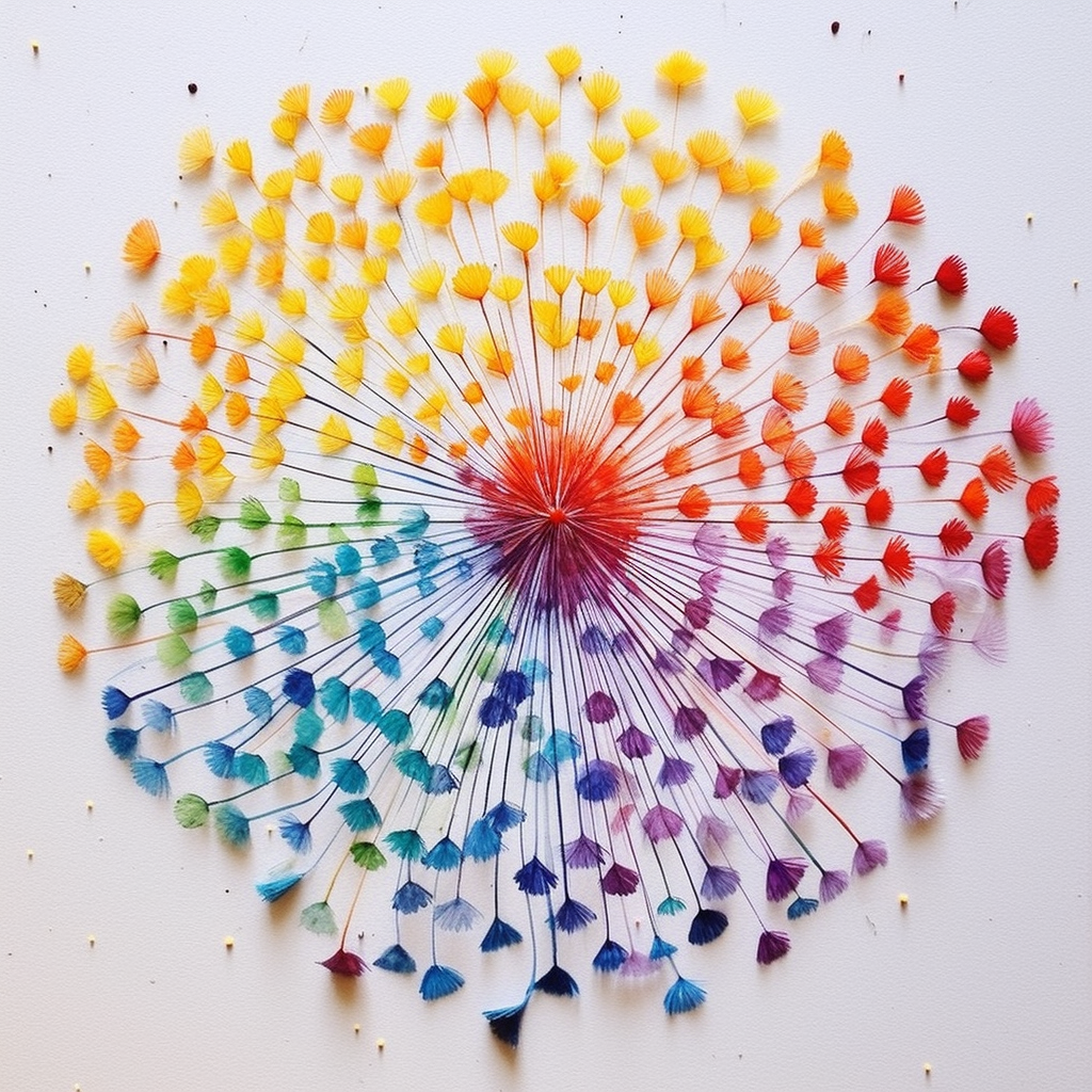 Vibrant dandelion created with fingerprint colors