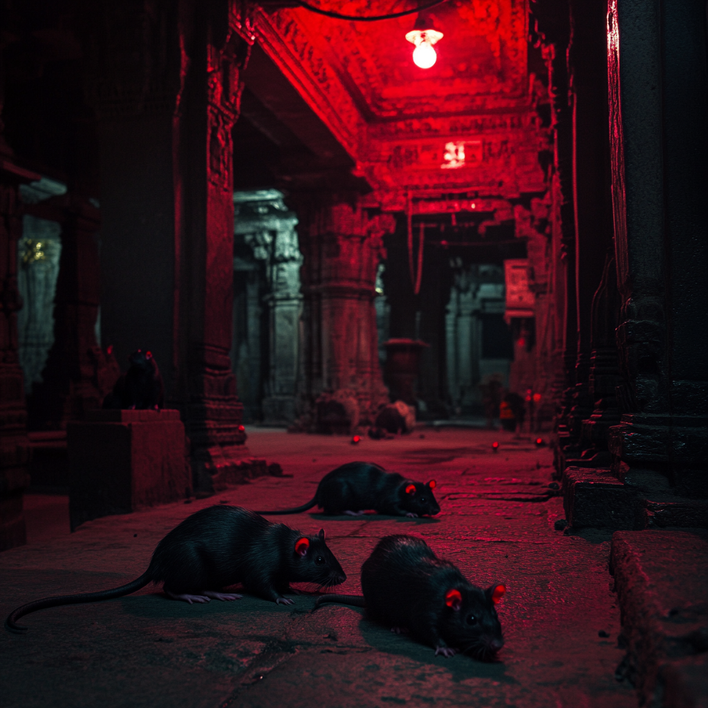 25,000 Black Rats in Hindu Temple: Dark, Cinematic, Detailed