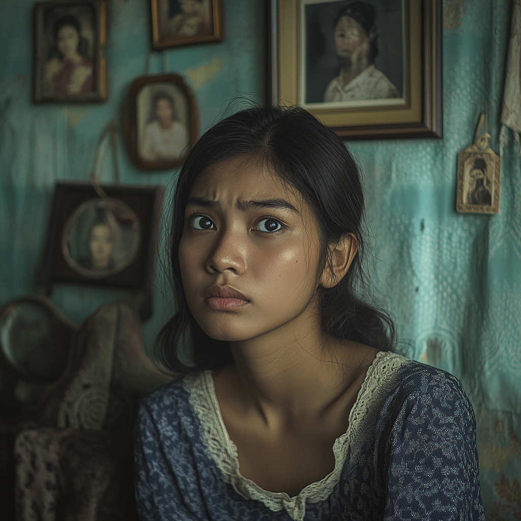 25-year-old Thai woman with nostalgic souvenirs in country-style room