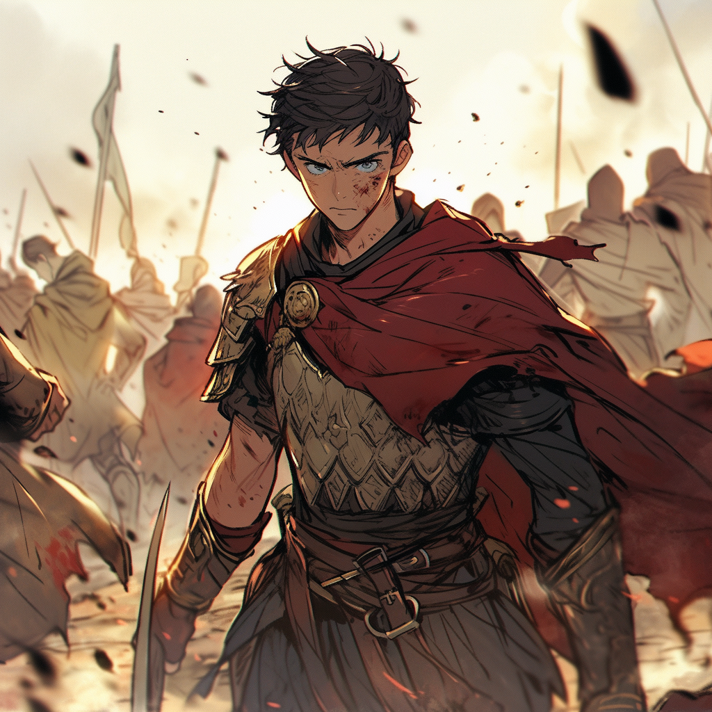 Illustration of a 25-Year-Old King standing on the battlefield