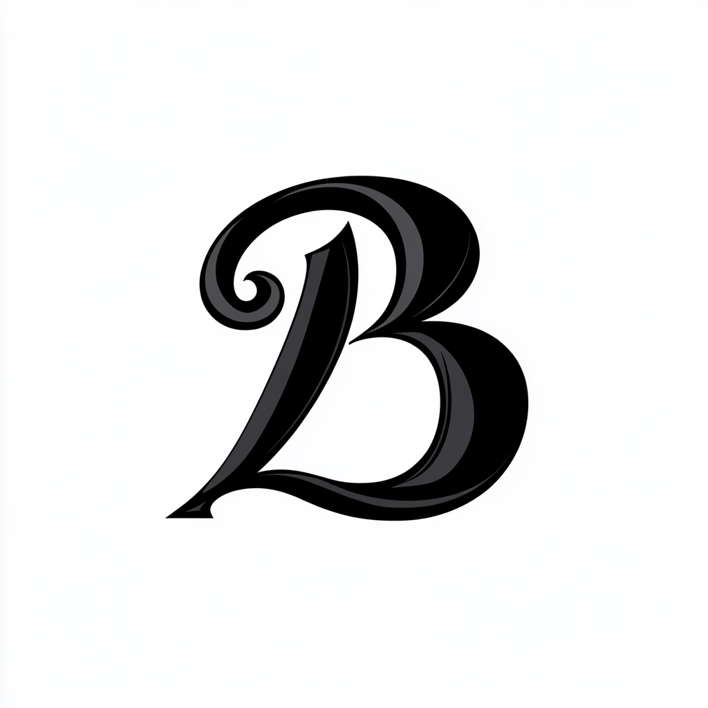 2D black logo, combining '2' and 'B', linear style.