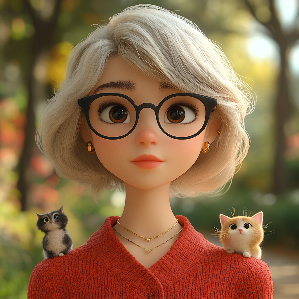 3D Animation Character: Friendly Park Walk with Dog & Cat