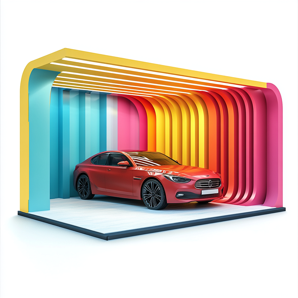 3D Car Display Booth with Vibrant Hiflex Backdrop