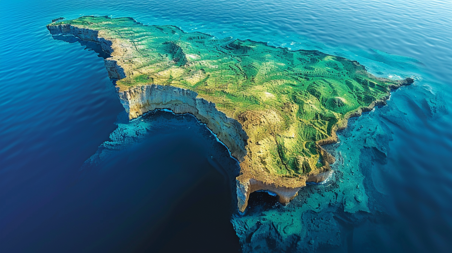 3D Topographic Scan of Malta with Gradient Colors