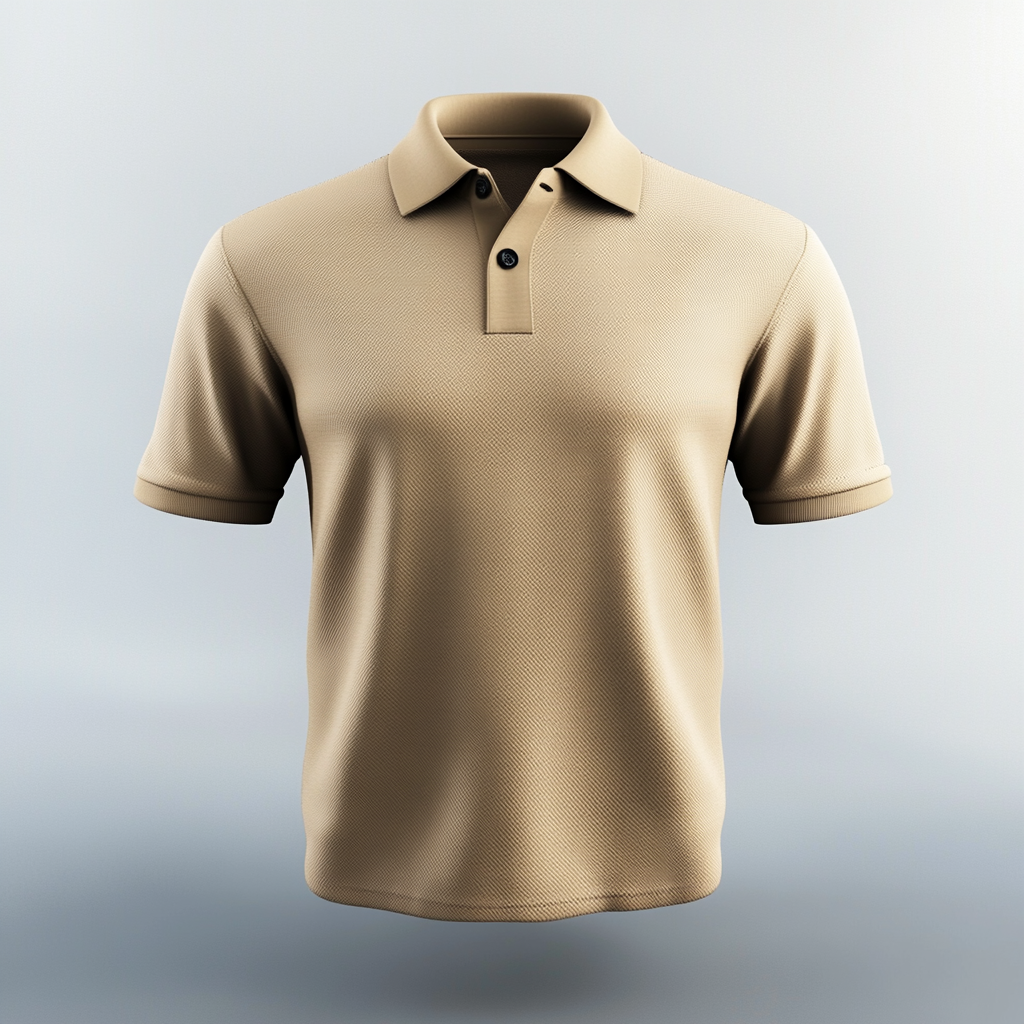 3D polo with textured jaquard fabric, floating photo-realistic.