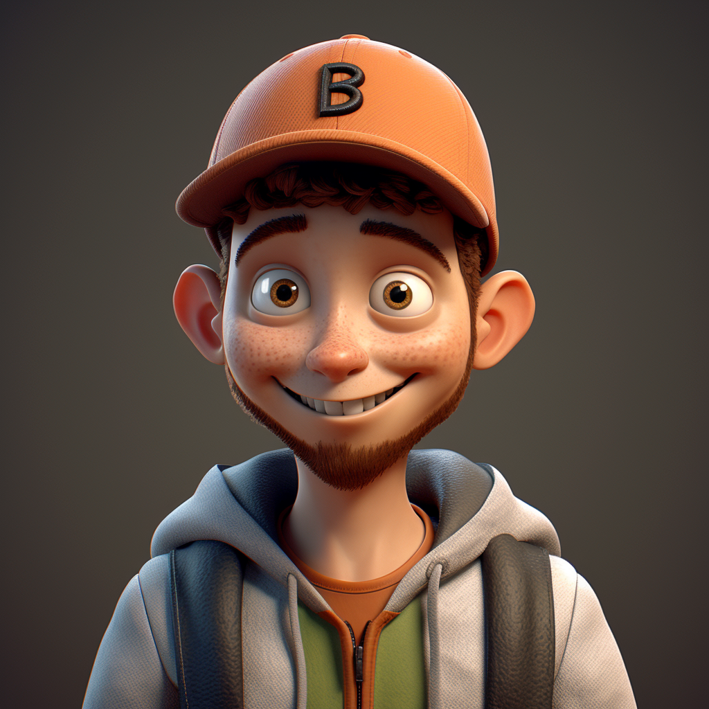 Stylish 3D character guy in a baseball hat