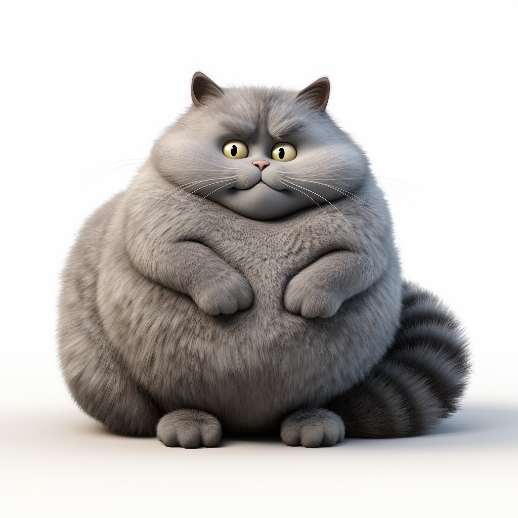 Cartoon Fat Cat with Big Brown Eyes