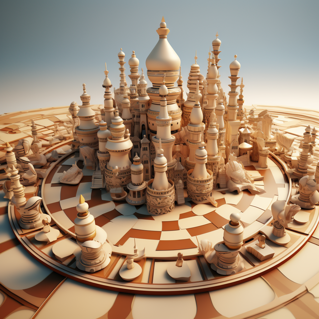 Three-dimensional Chessboard with Pieces