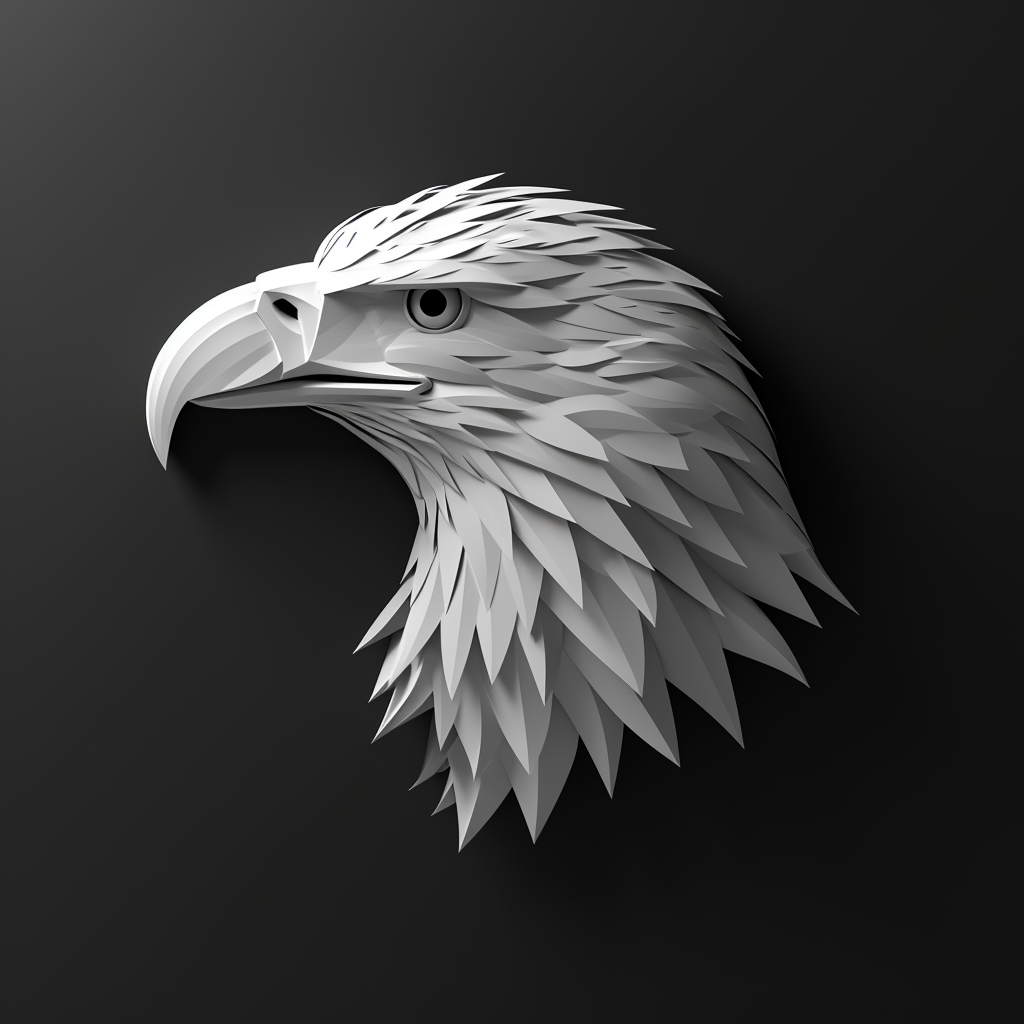 Eagle shape icon on black background