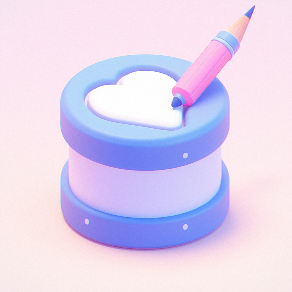 Blue Cartoon Pencil Icon