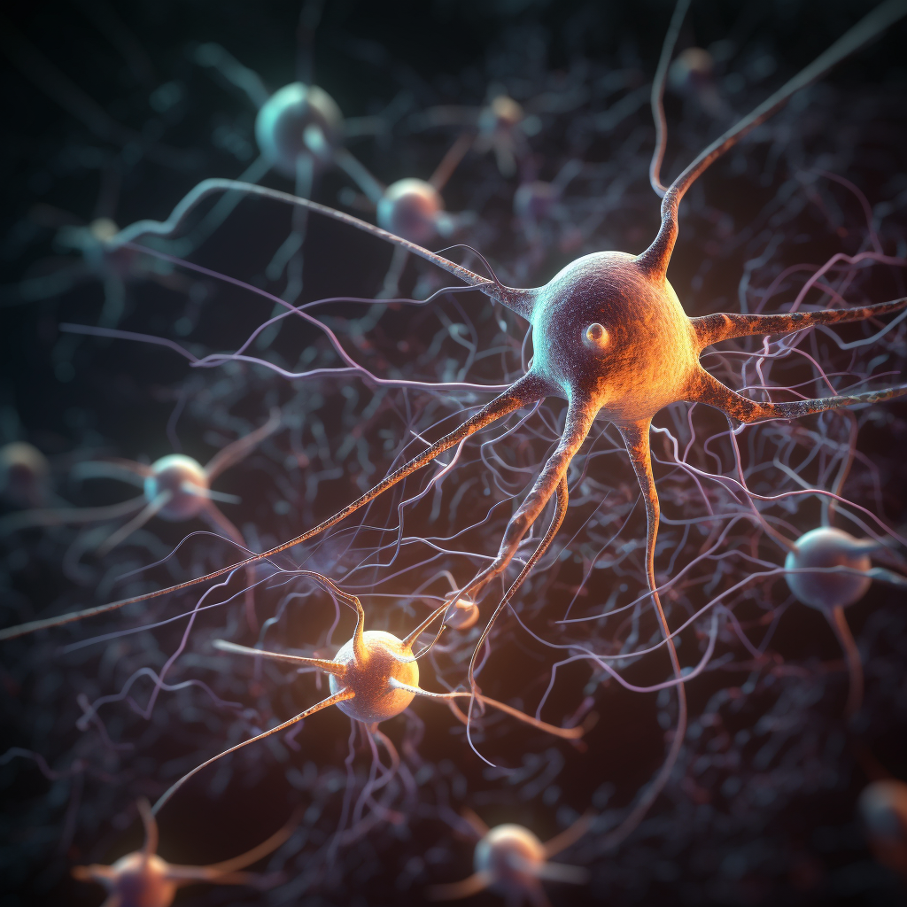 Dopamine Neurotransmitters Flowing from Neuron