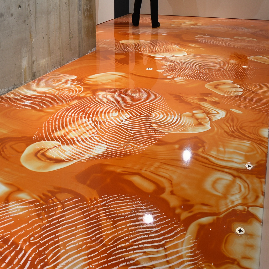 3D orange floor with wolf fingerprints