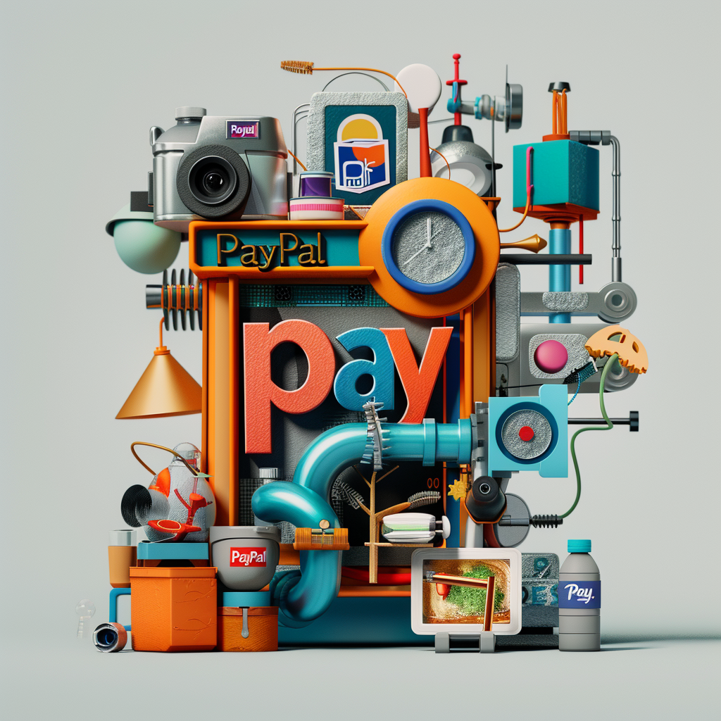 3D PayPal Logo with gadgets