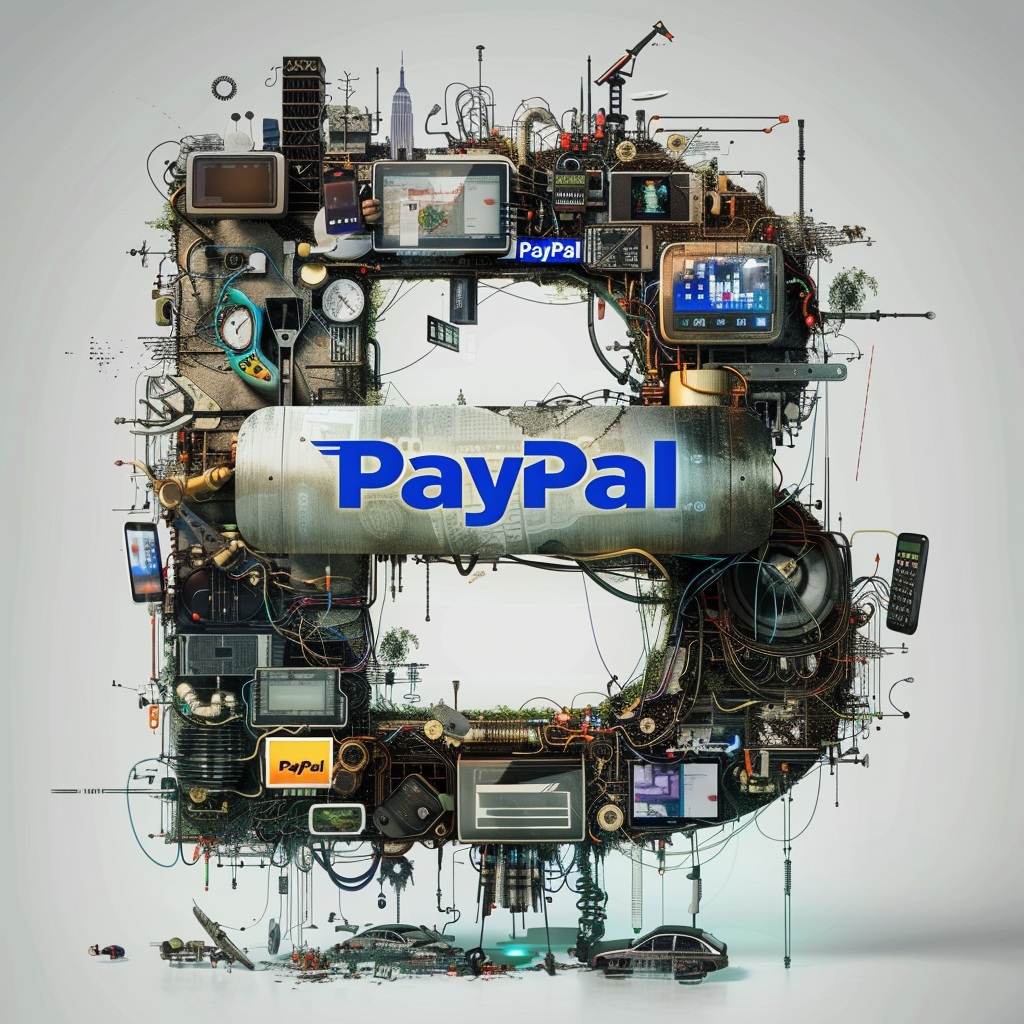 3D PayPal logo with gadgets