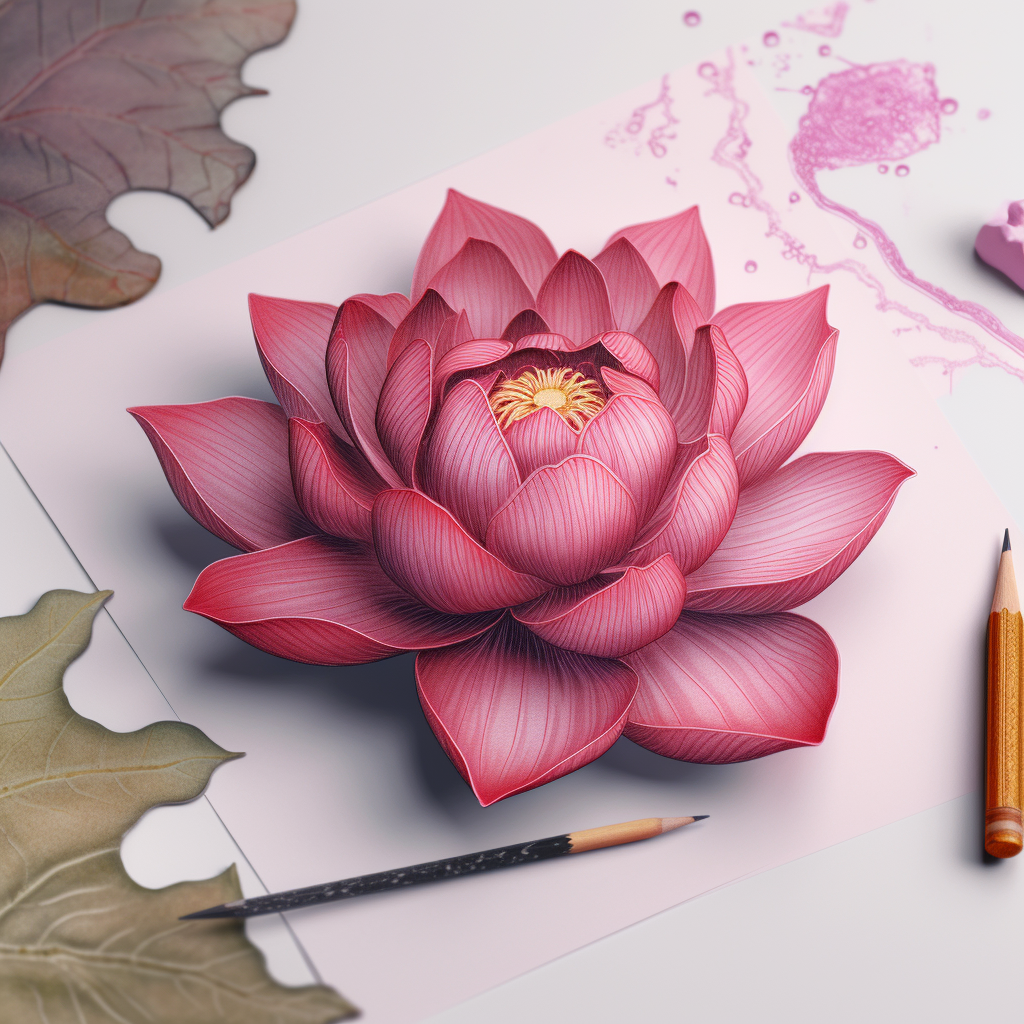 3D Pink Lotus Tattoo Design