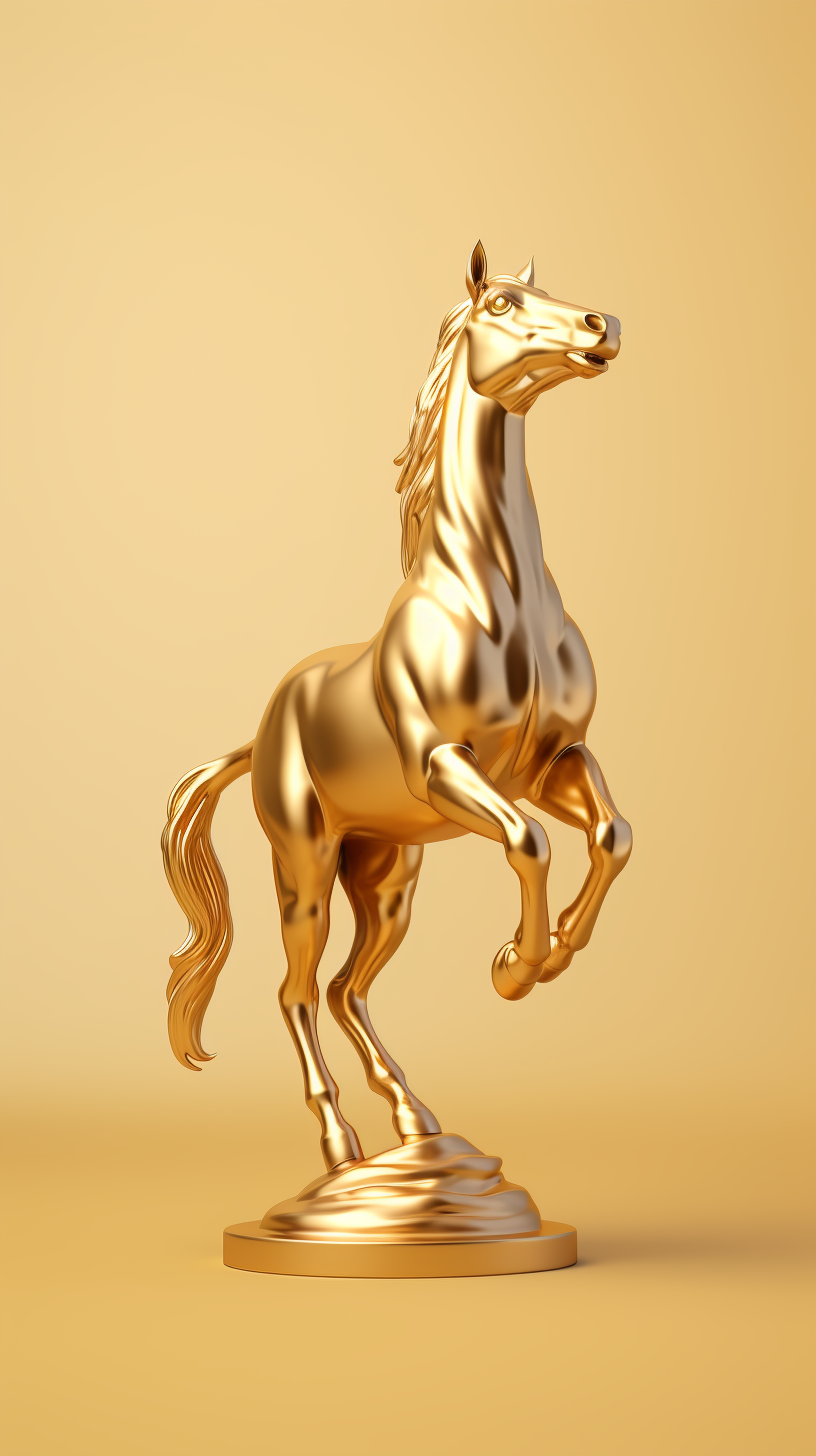 Horse Statue in Gold on Gradient Background