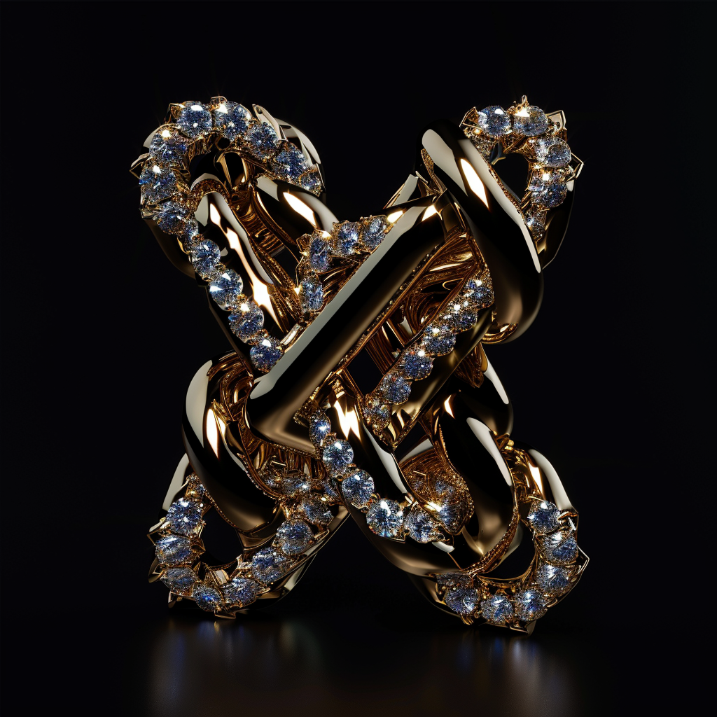 Gold chain 3D typography design