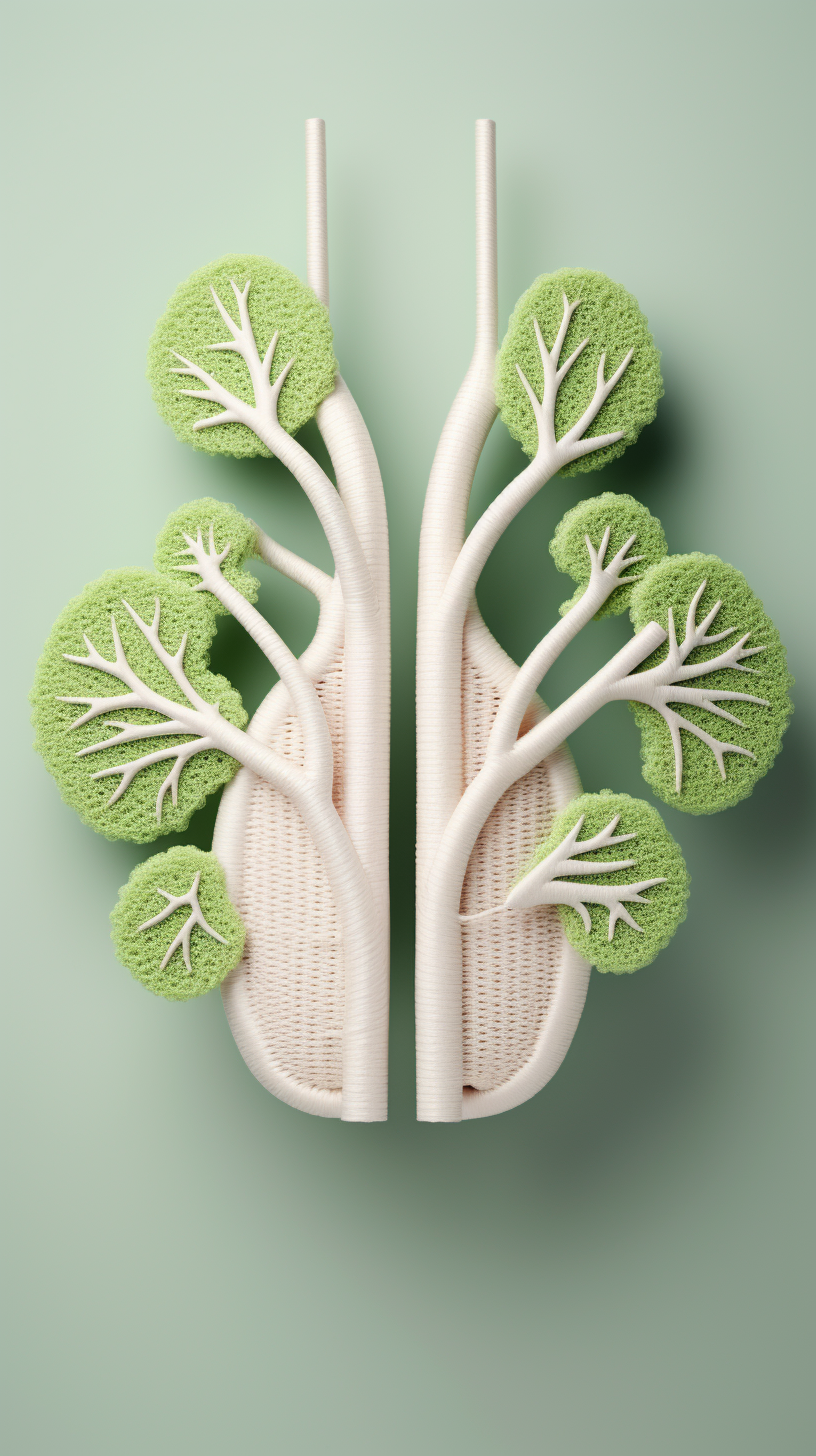 3D Woolen Set of Lungs with Cute Trees