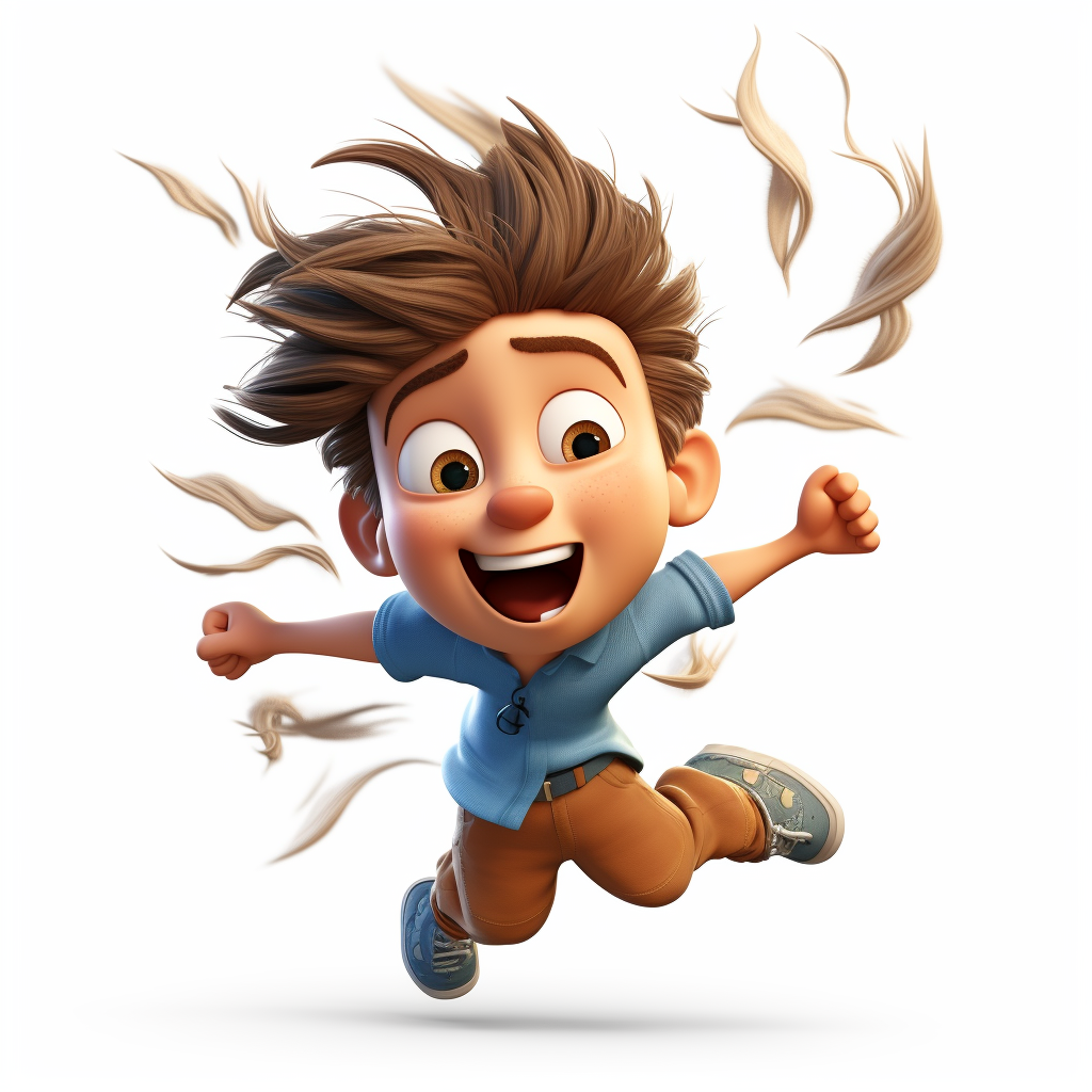 Colorful 3D cartoon blowing wind