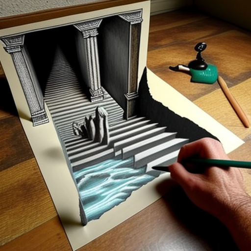 Artwork with 3D deep depth perspective