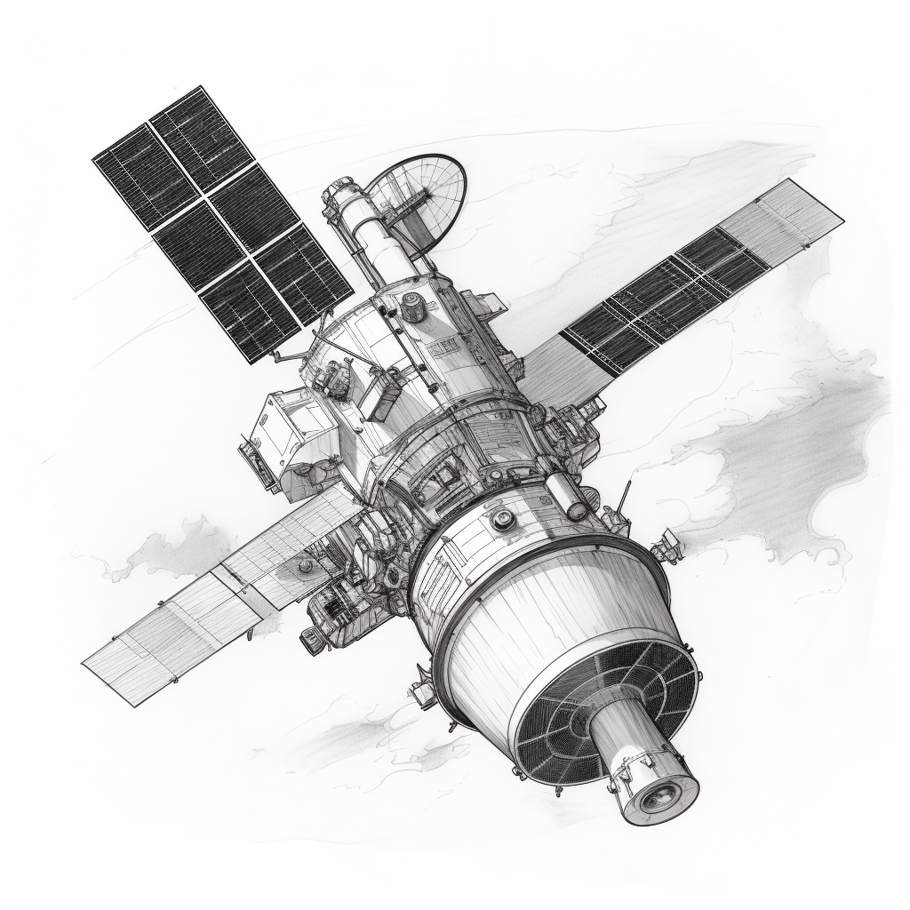 3U satellite drawing illustration