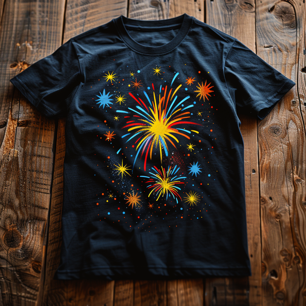 4th July fireworks t-shirt graphic